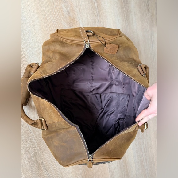 NWOT NEW 21” Full Grain Leather Duffel Bag Travel Weekend Gym Overnight Carry-On - Picture 9 of 11